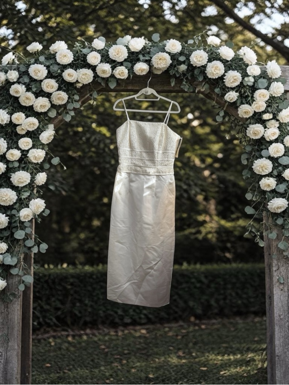 Gloria Vanderbilt Ivory Satin Textured Bodice Maxi Dress